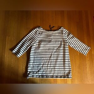 Loft Breton Nautical Black & White Striped Shirt, Size SM